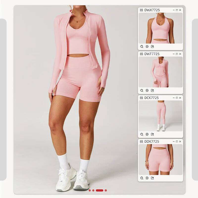 Ctenkevet Women Slim High Neck Jacket Female Two Piece Yoga Clothes Sport Outfit For Woman Buttock Lift Sports Suit