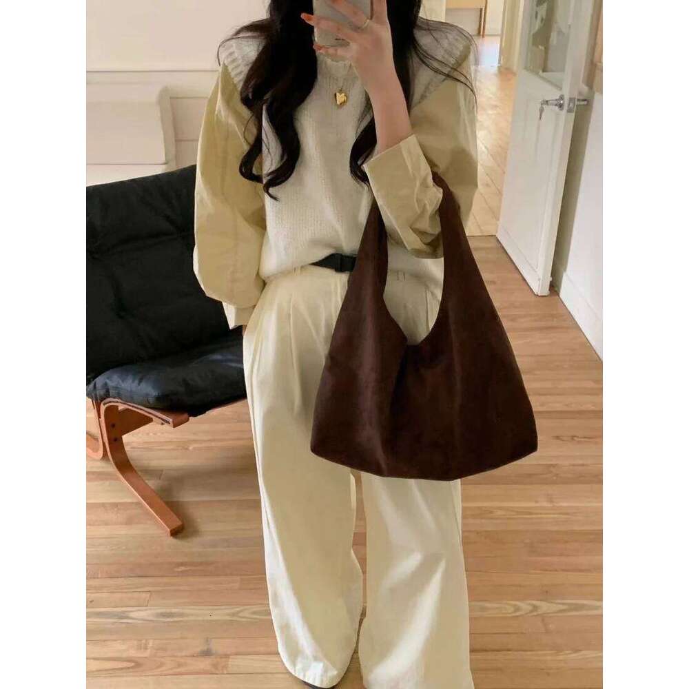 vintage faux suede hobos women shoulder bags large capacity tote bag retro trend autumn big shopper purses handbags