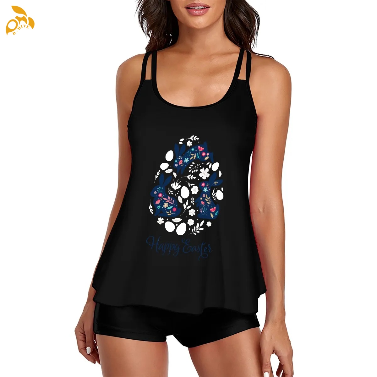 free shipping of customized super fashionable Ladies' halter two-piece swimsuit set is suitable for 200GSM DTF with exquisite patterns from US