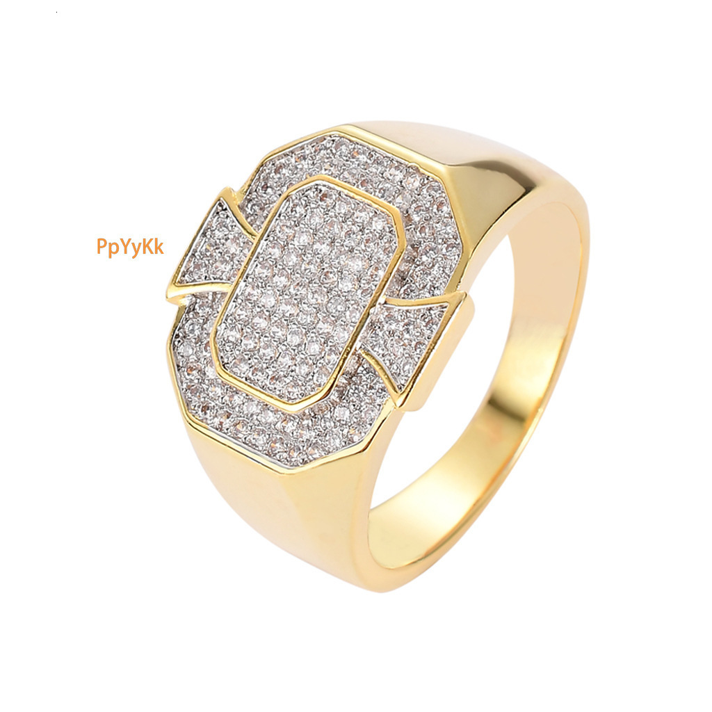 New Hip Hop Engagement Ring Luxury Moissanite Geometric Diamond Studded Fashion Ring Passes the diamond tester
