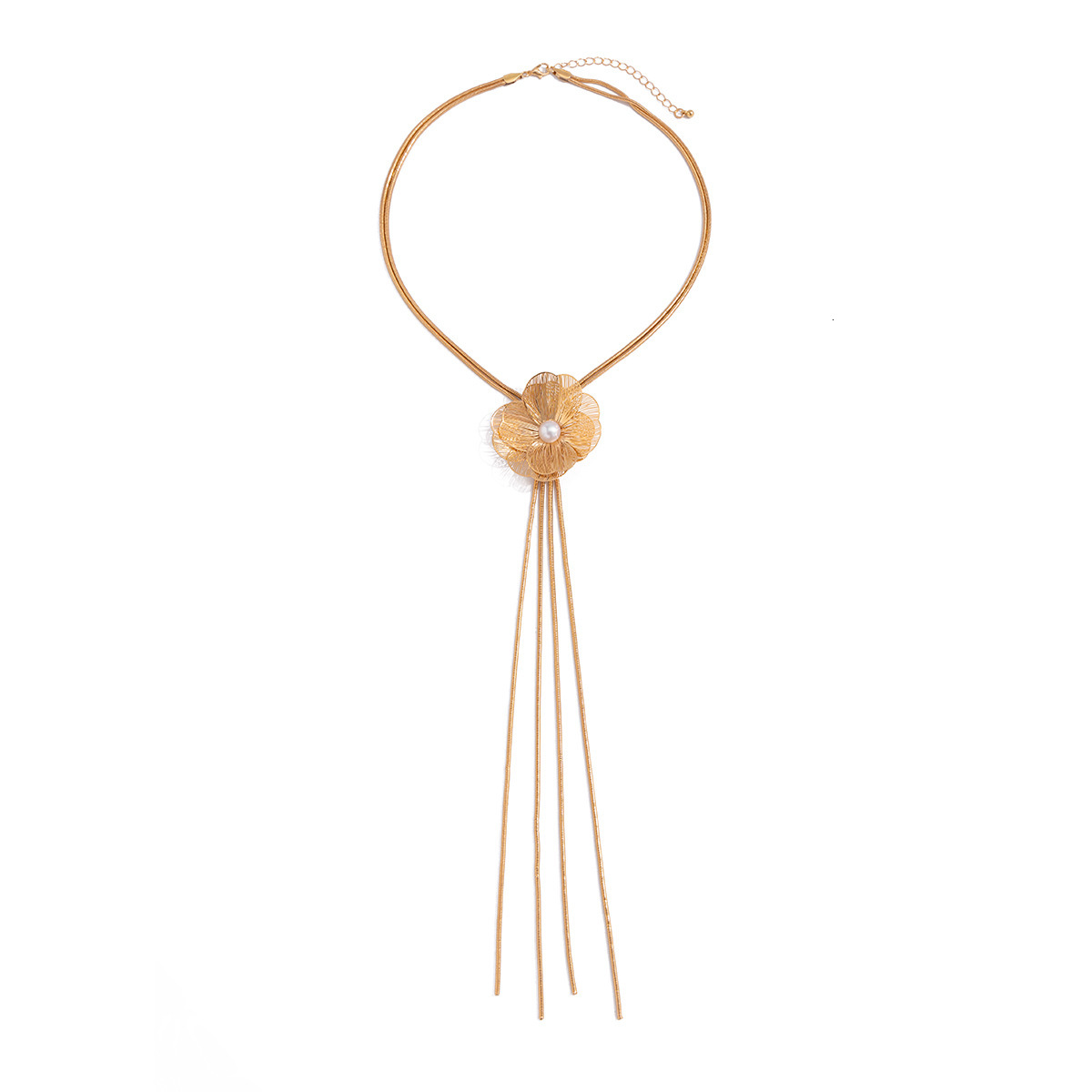 Jewelry INS Ginkgo Leaf Long Tassel Simple Fashion Hollow Flower Choker Necklace for Women