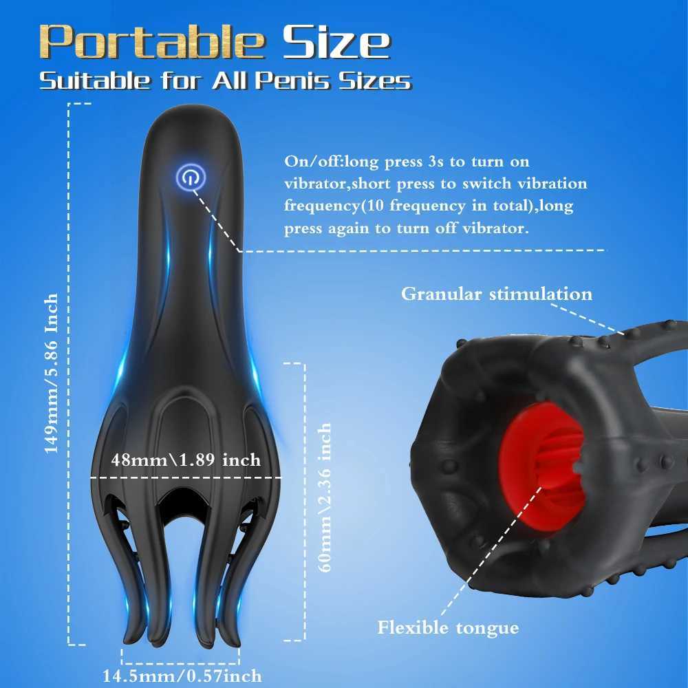 Glans Trainer for Men Powerful Vibrating Penis G Spot Masturbator Soft Fingertip Prolong Endurance Massage Vibrator Erotic Toys W250624