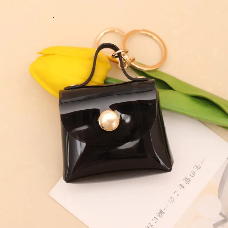 Pu Leather Transparent Square Bag Coin Storage Bag Mini Portable Lipstick Earphone Pouch Wallet with Keychain Pendant New R250624