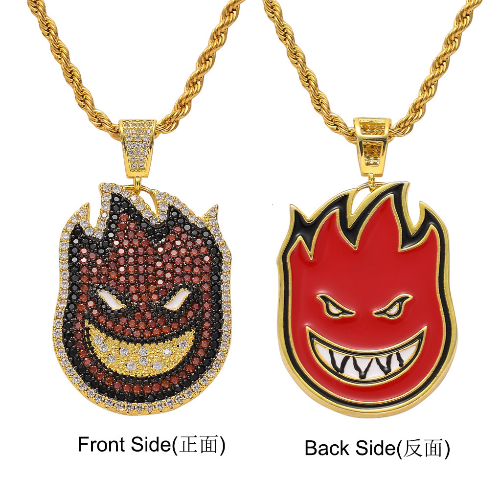 Luxury Moissanite Jewelry Hip Hop Accessory Cartoon Double sided Little Fire Man Iced Out Pendant Necklace Personalized Jewelry Pass the diamond teste