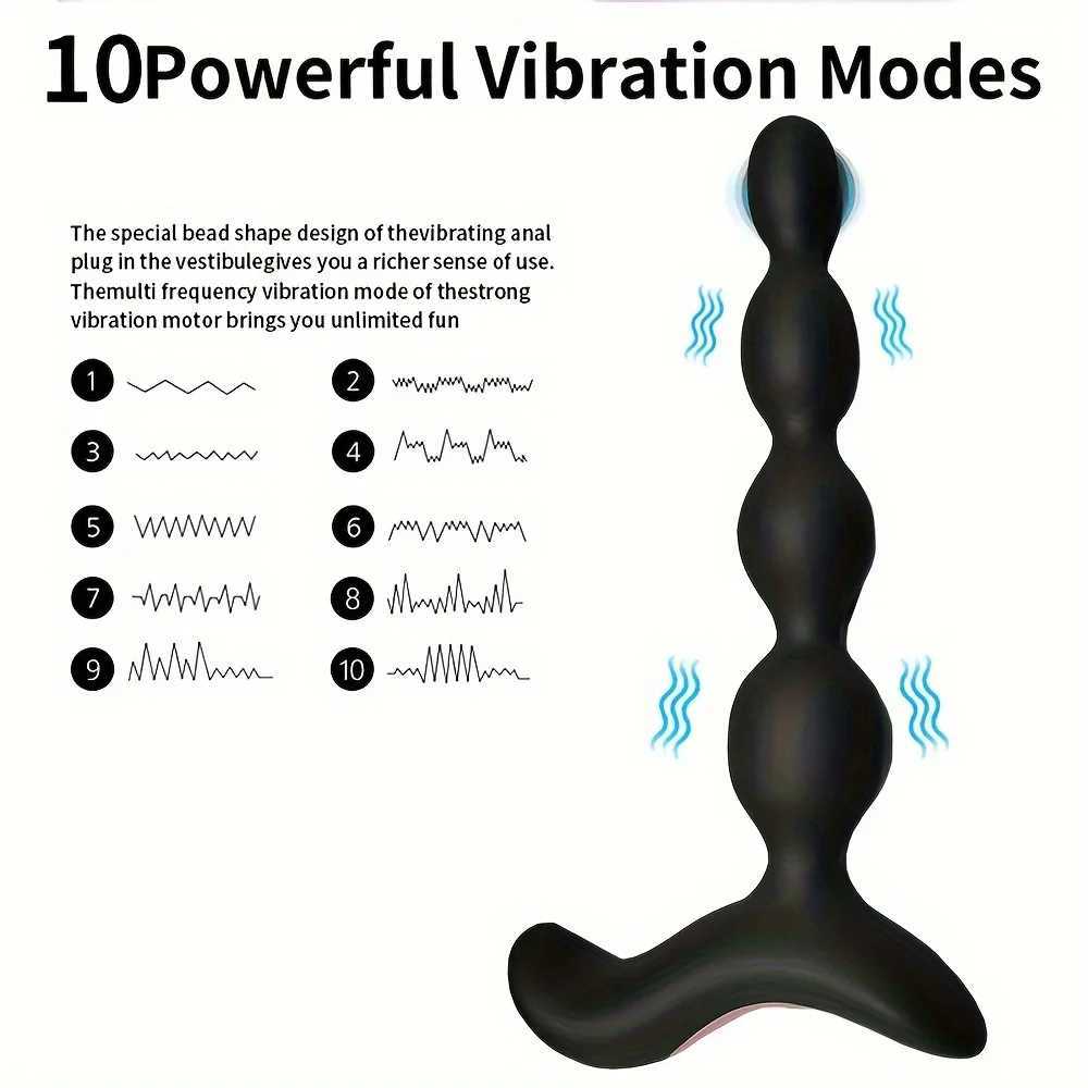 Anal Vibrator Anal Beads Prostate Massage Butt Plug Stimulator 10 Speed Dildo Vibrators Sex Toys For Men Women Silicone Anal Toy W250624