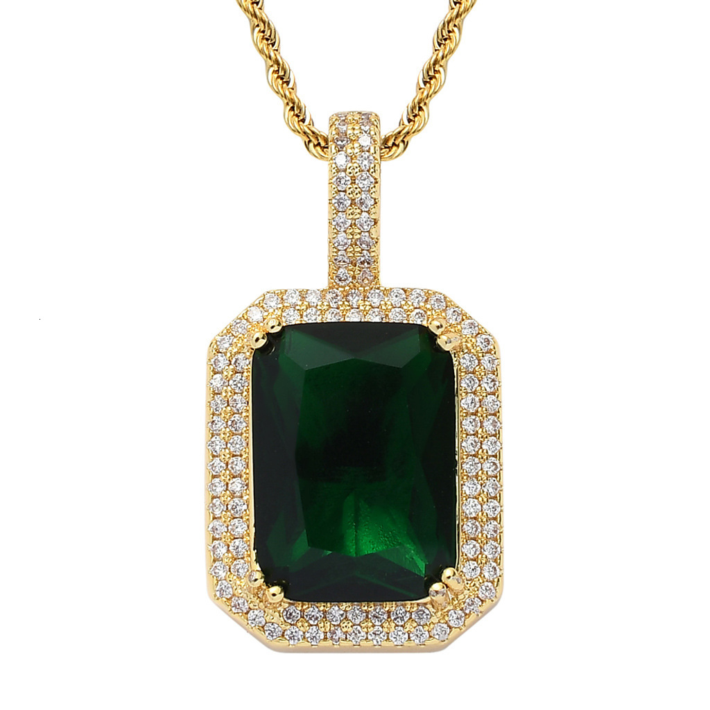 Luxury 18K Real Gold Plated Solid Square Colorful Iced Out Bling Hip Hop Unisex Statement Pendant Labubu Necklace Pass the diamond tester
