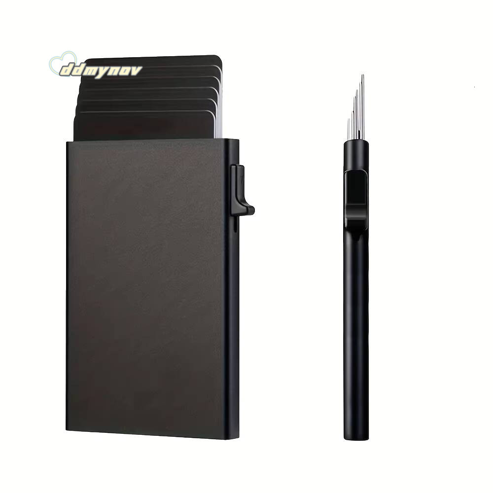 Anti-theft RFID ID Credit Side Push Pop-up Card Holder Thin Aluminium Metal Wallets Bank Men Wallet ddmynov