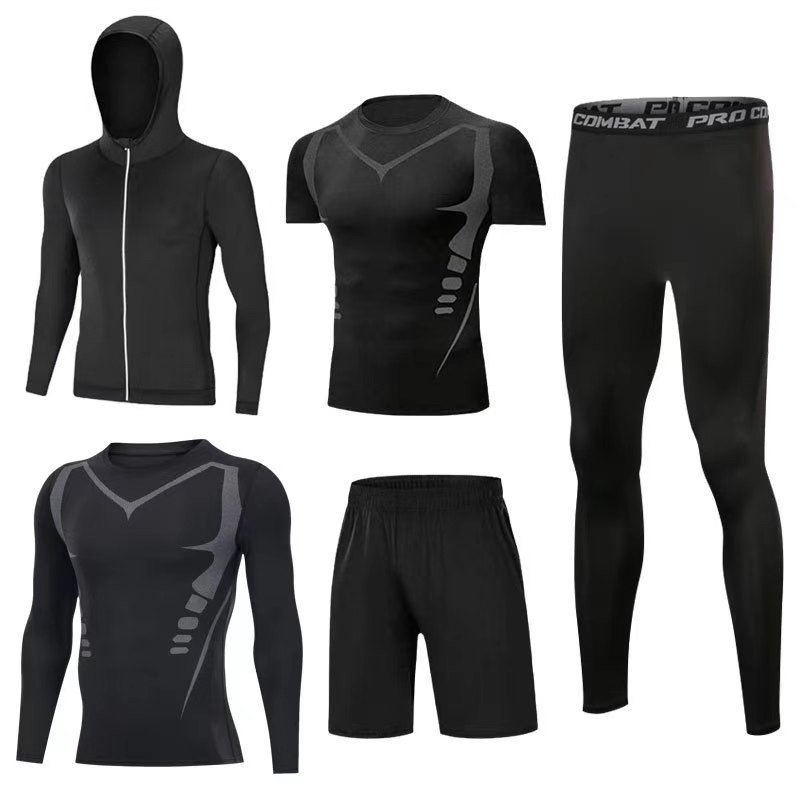 Mens High-Elastic Basketball Sports Set - Spring & Summer Hook-and-Go Fitness Wear with Quick-Dry Breathable Tights