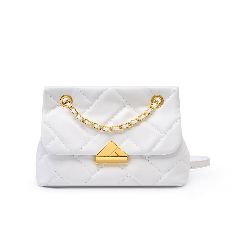 Women's 2025 New Top Layer Cowhide Quilted Chain Underarm Crossbody Black Genuine Leather Ladies Bag