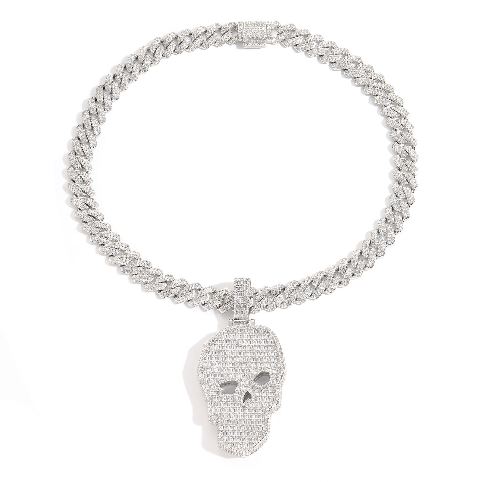 New Arrival Skull Head Iced Out Pendant Men's Hip Hop Street Style Moissanite Necklace druzy jewelry Pass the diamond tester