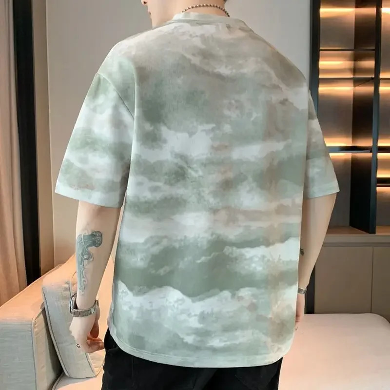 Mens Tees Shirts Baggy Tops Tie Dye Basic Party Mens T-shirt Harajuku Y2k Casual Summer Stylish Vintage Clothing Clothes 250618