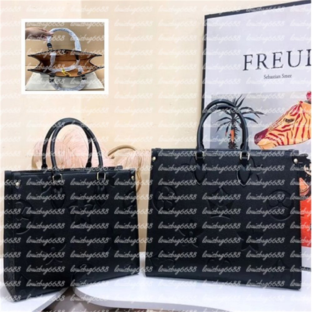 10A Designer Bag On the go Womens Bags Embossed Black Flower Large Capacity GM MM Leather The Tote Bag Fashion Women Shoulder Bag luxury Handbags Lady Crossbody Purse L