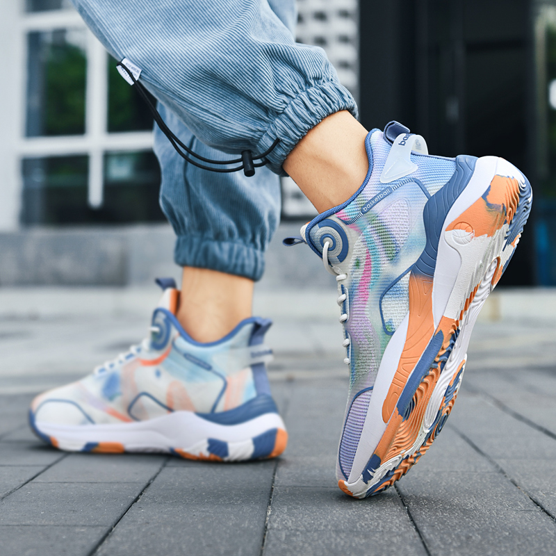 8877-Youth High Top New Style Basketball Shoes Chinese Breathable Non-slip Outdoor Sneakers Fitness Running Training Sneakers