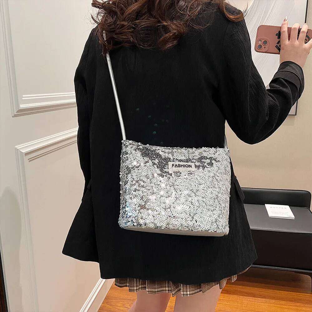 Ladies French Armpit High Quality Shinny Handbag Fashion Shoulder Large Capacity Designer Underarm Bag Sparkling Satchel luxury designer tote bag