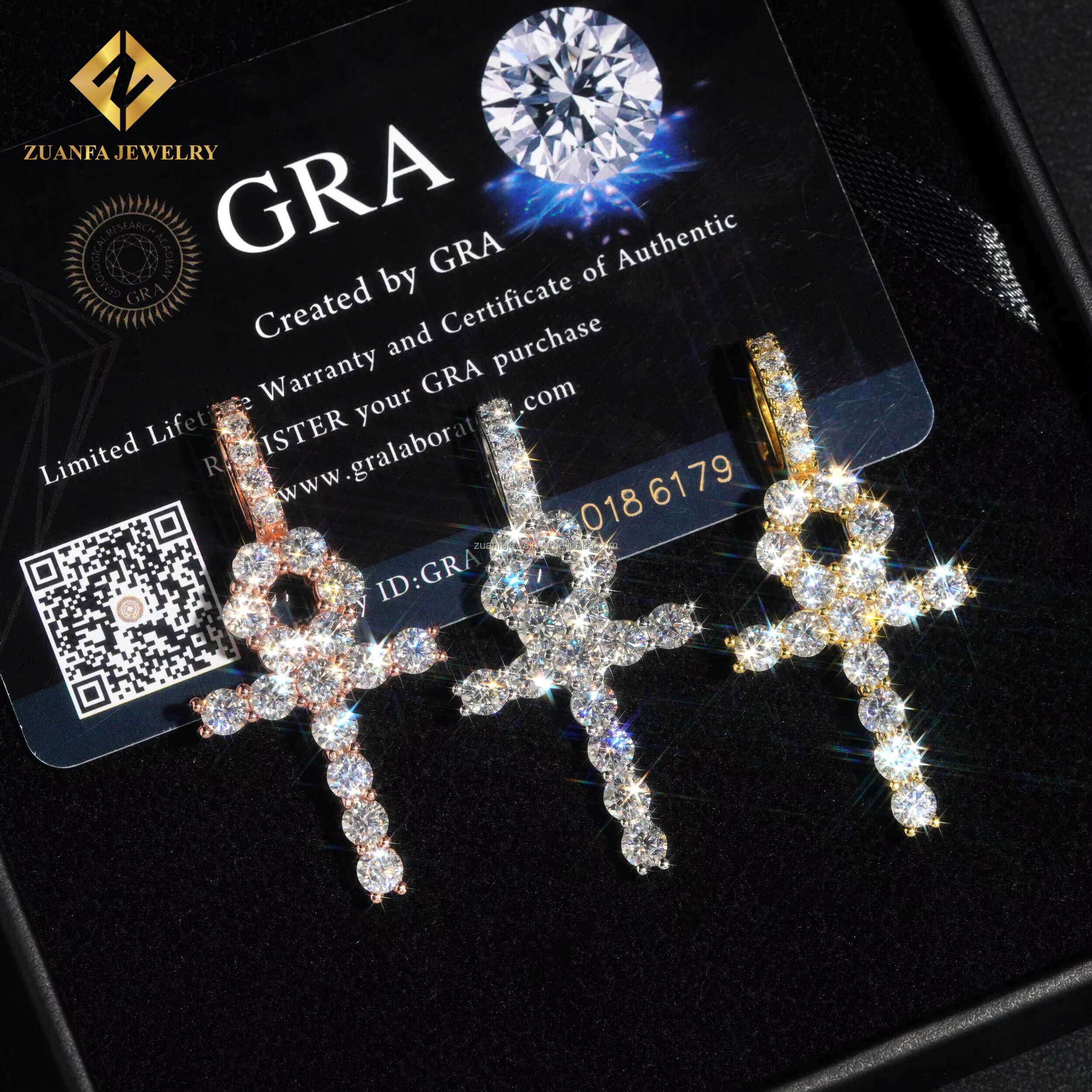 Ready to Ship 48 Hours Cross Pendant Moissanite Diamond Pendants Sun 925 Sterling Silver Iced Out Jewelry Custom Pendant Set