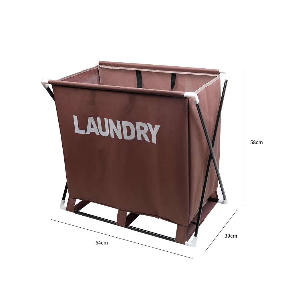 Large capacity three grid aluminum frame laundry basket foldable storage bag factory direct sales