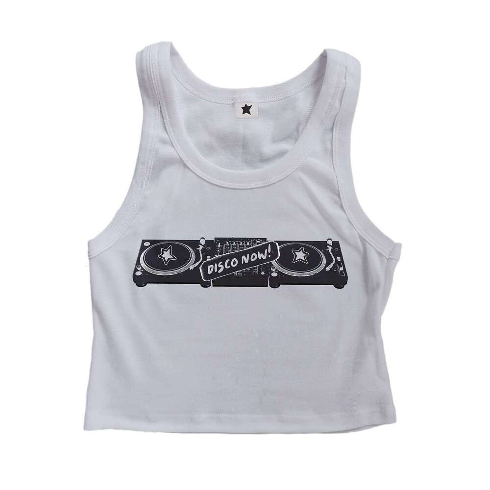 Harajuku Gothic Y2k Cherry Print Cute Girl Baby Street Fashion Sleeveless T-Shirt Summer Aesthetic B5