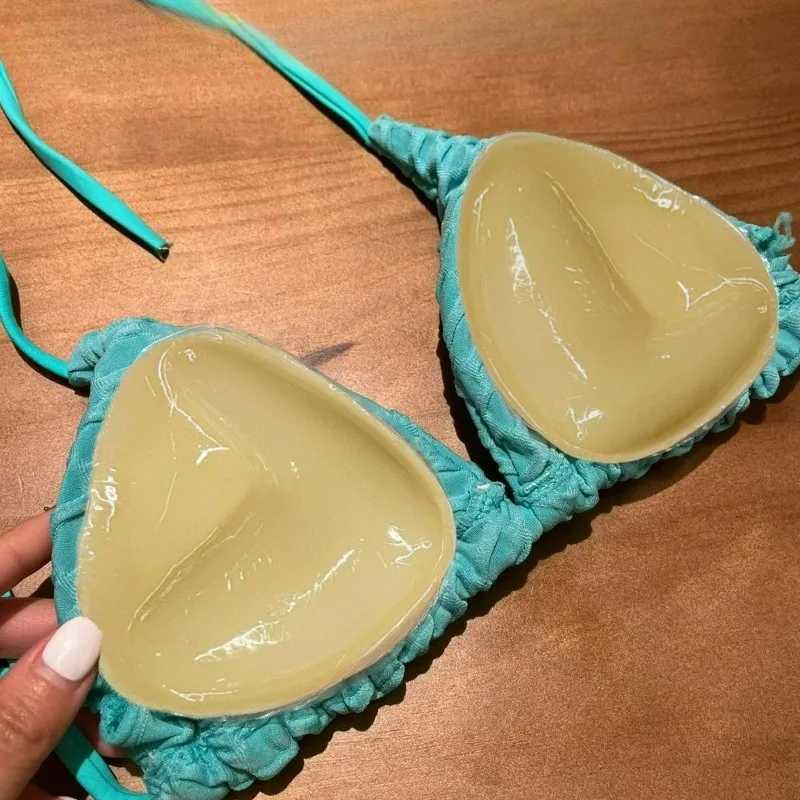 Double Sided Push Up Bra Inserts Women Summer Swimsuit Bikini Thicken Removeable Silicone Self-adhesive Cup Enhancer Chest Pad W250624