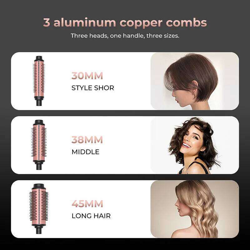 3-in-1 Heated Brush Ionic Curler Straightener with Anti-Scald Electric Curl Wand Curling Iron Hair Styling Tools N