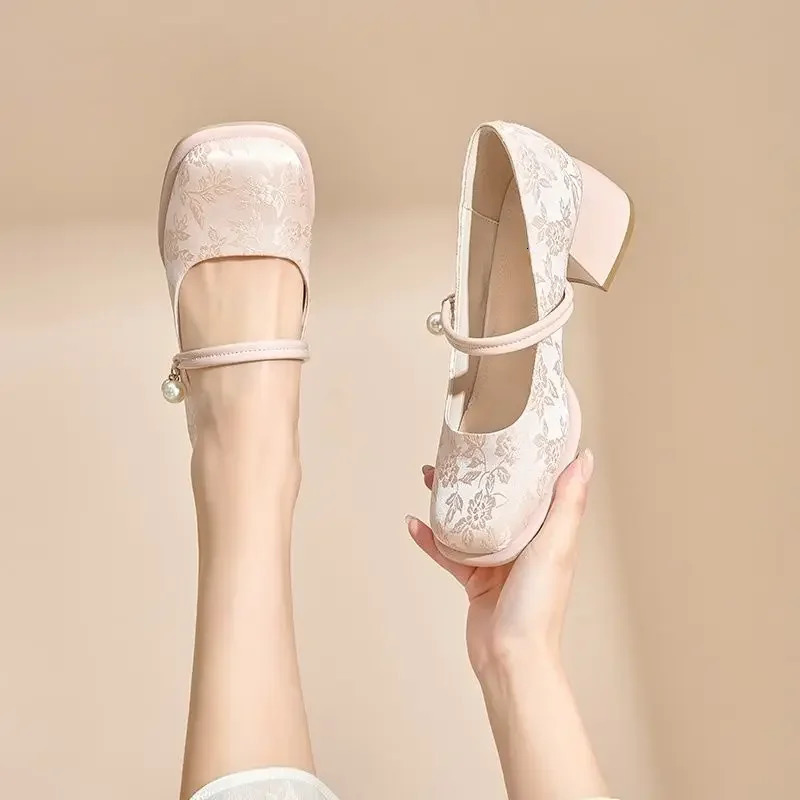 Square Toe Japanese Style Lolita Mary Jane Gothic Block Heel Ladies Pumps Chunky Heels Womens Shoes with Medium Discount Y2k 39 250624
