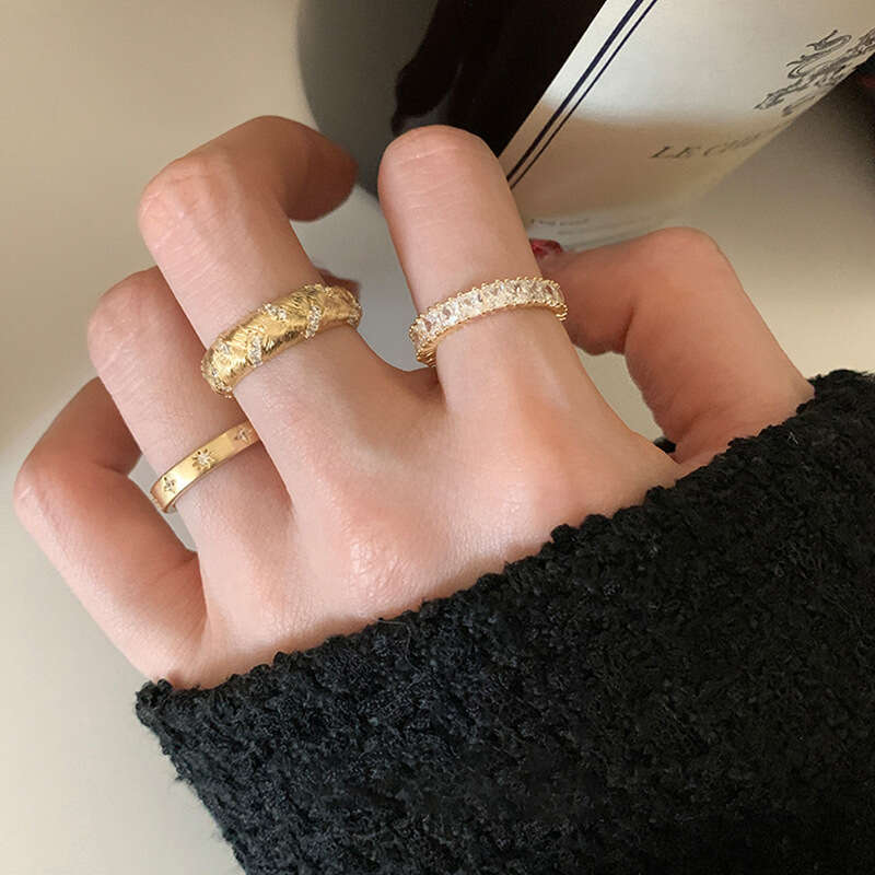 Vintage Square Zircon Open Ring for Women, Niche Internet Celebrity Style, High-End Sense Jewelry