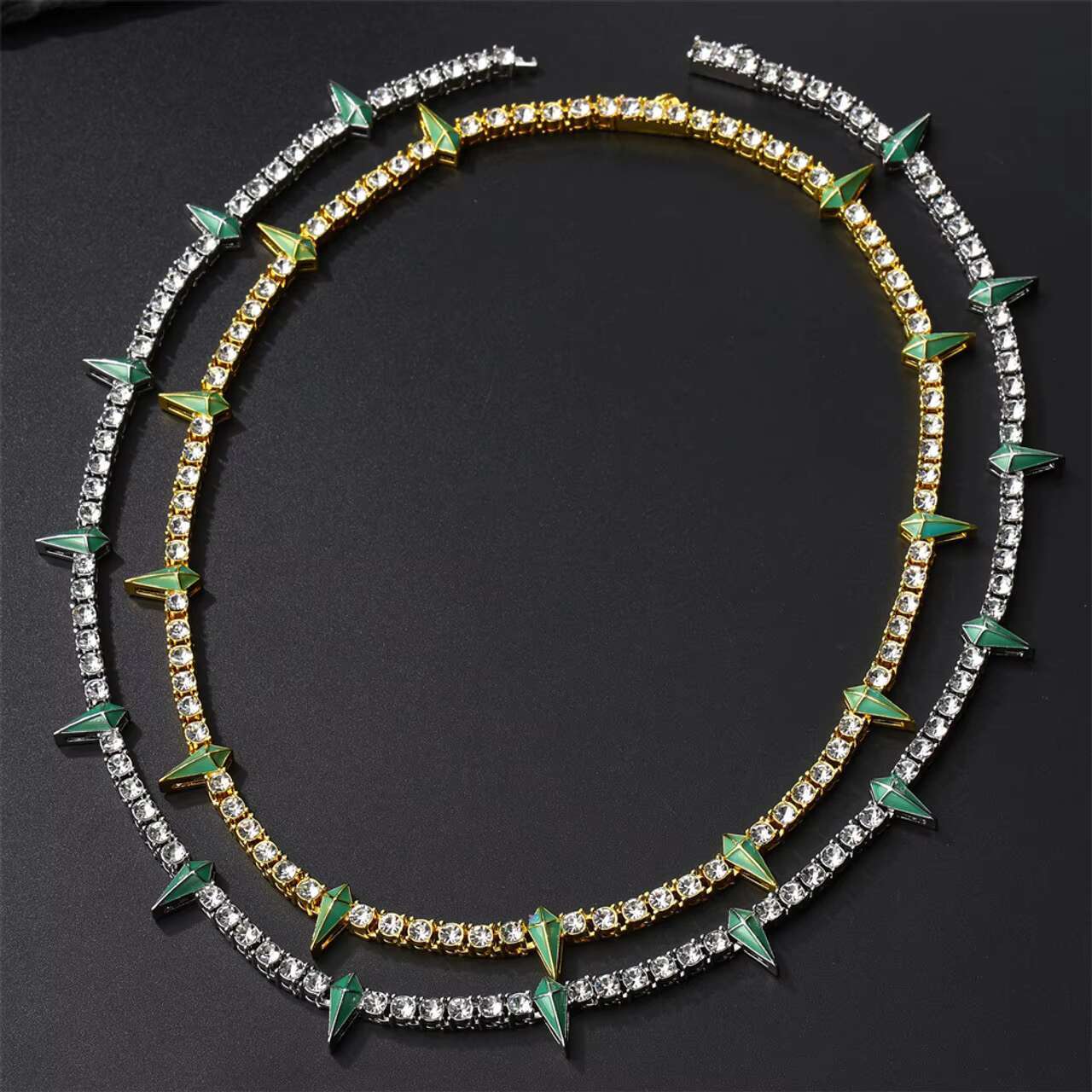 Colorful Hip Hop Street Style Tennis Chain Necklace Stylish Moissanite Jewelry