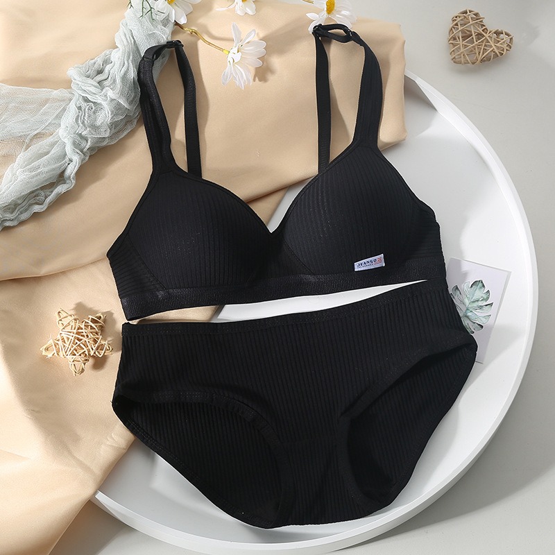 Girls' Cotton Bras - Steel Ring Free Summer Set with Anti-Sag Design Teenager Girls Bra Set