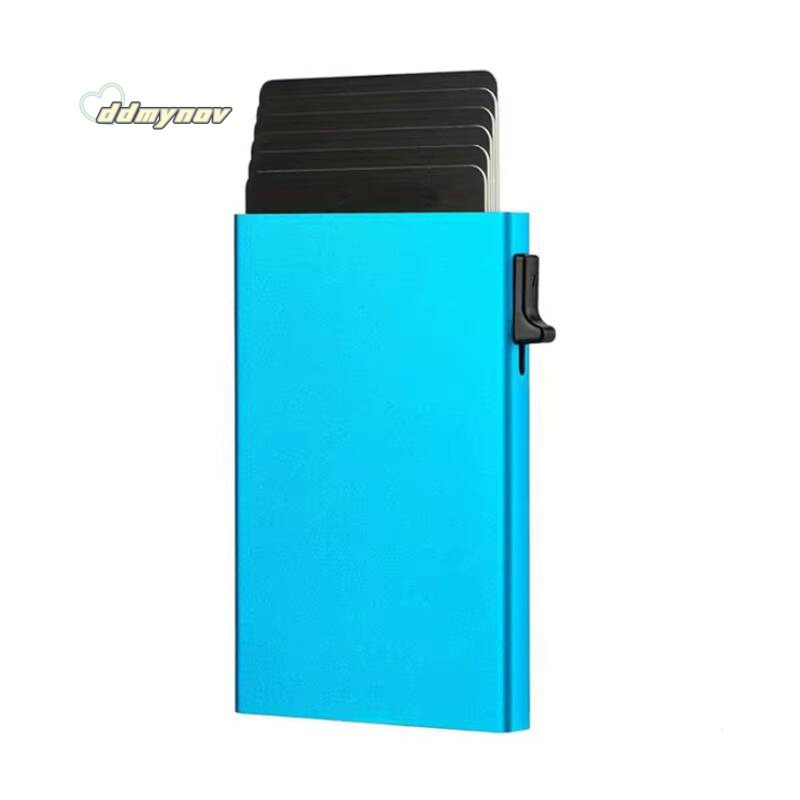 Anti-theft RFID ID Credit Side Push Pop-up Card Holder Thin Aluminium Metal Wallets Bank Men Wallet ddmynov