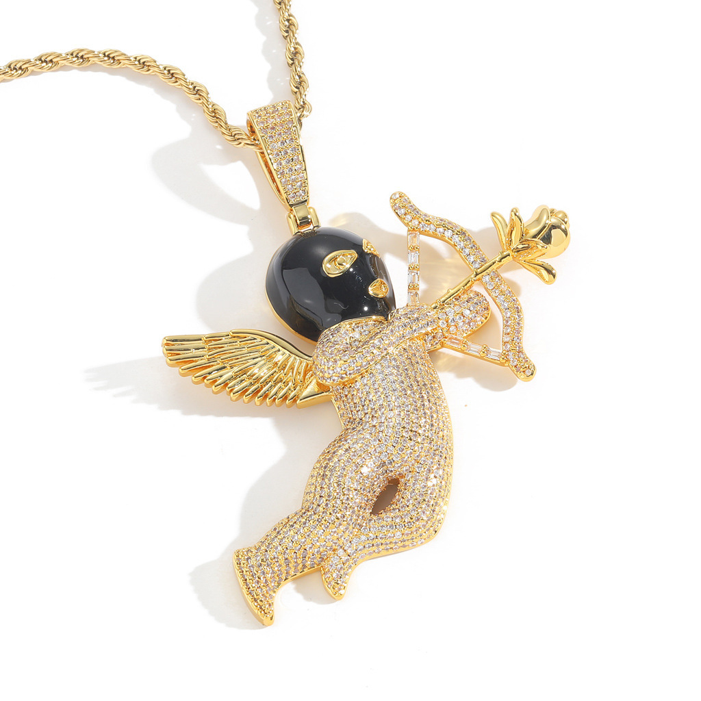 Luxury Moissanite Cupid Arrow Iced Out Bling Hip Hop Unisex Trendy Pendant Necklace Pass the diamond tester
