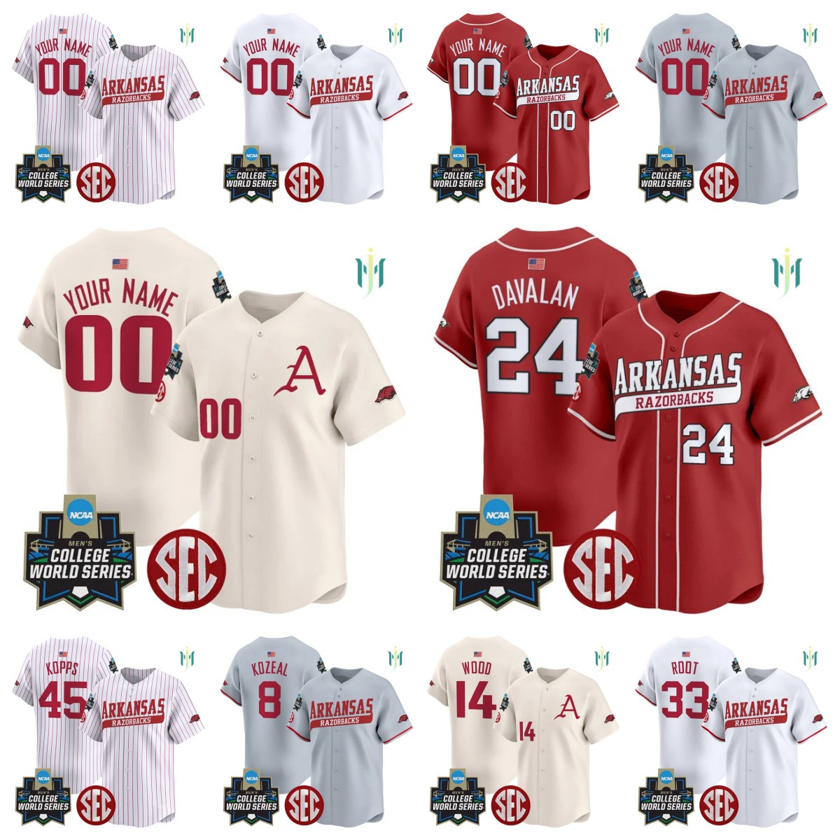 Mens Stitched Baseball Jersey 2025 World Series Style - Arkansas Team Inspired Design