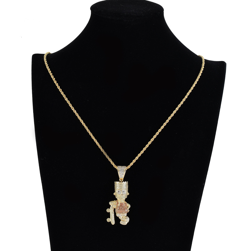 Luxury Moissanite Jewelry Simpson Cartoon Iced Out Hip Hop Necklace Labubu Bling Accessory Pass the diamond tester