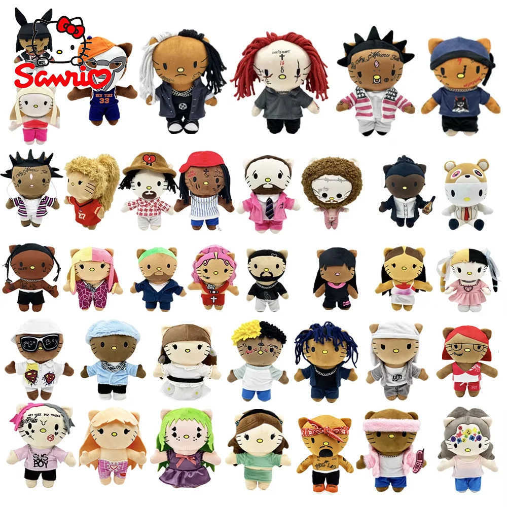 Sanrio New Hello Kitty Ken Carson Rapper Trippie Taylors Plush Toy Doll with Clothes Stuffed Soft Plush Toys Fans Collect Gifts w250624
