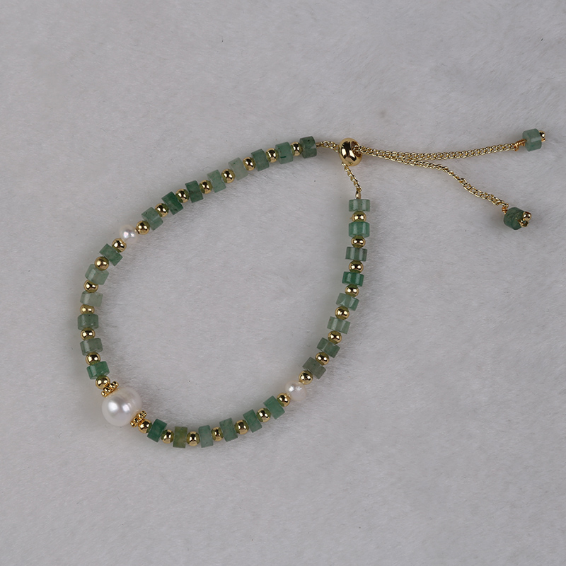 Handcrafted Natural Freshwater Pearl & Jade Beaded Bracelet