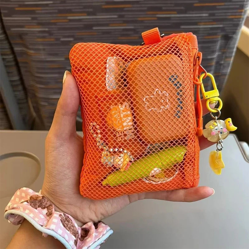 Travel Makeup Storage Bags New Mesh Coin Purse Simple Portable Mini Bag Multi-purpose Square Bag Double-layer Zipper Card Holder R250624