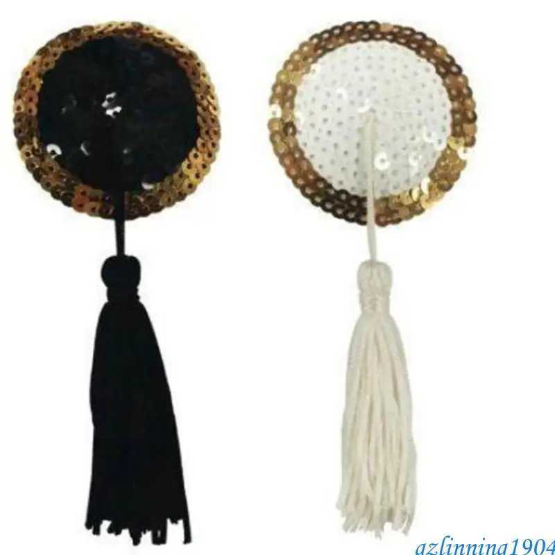 L5YD Women Sequins Tassels Pasties Bowknot Breast Nipple Cover Body Jewelry Sticky Bras Reusable Adhesive Chest Stickers Pads W250624
