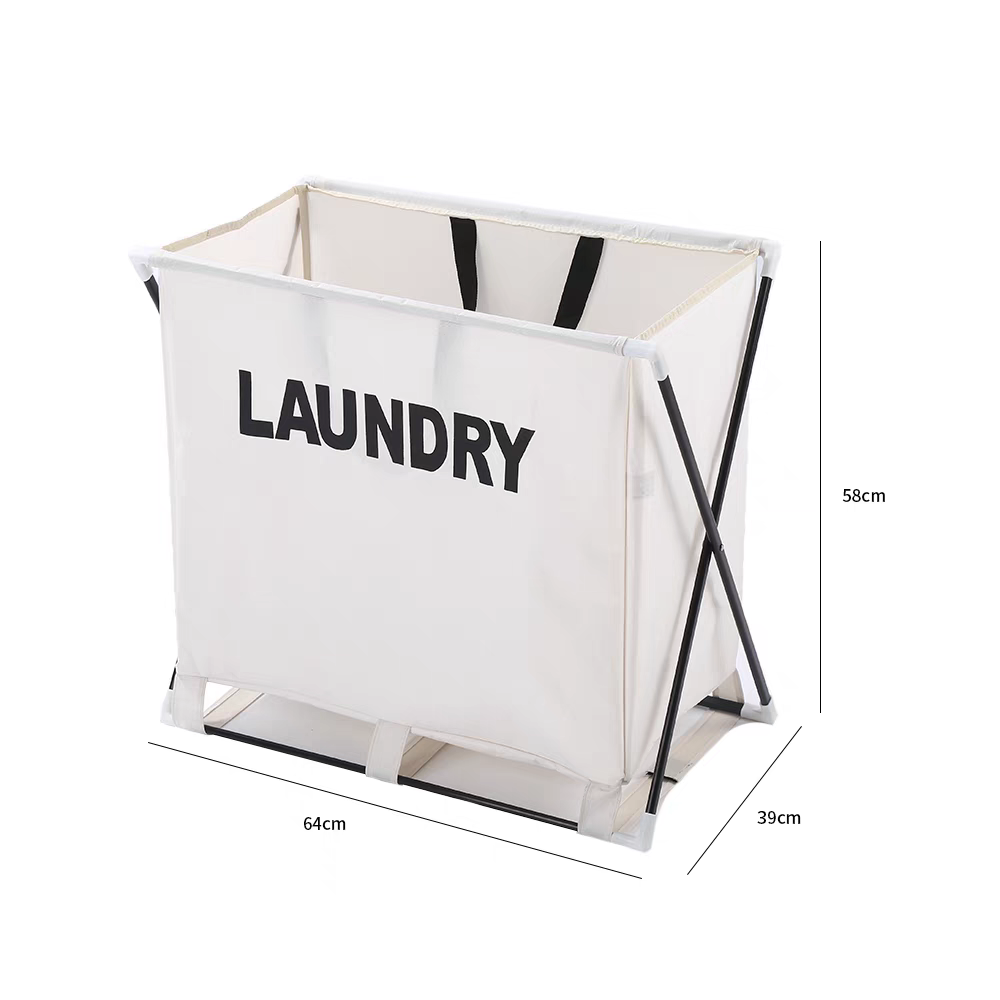 Large capacity three grid aluminum frame laundry basket foldable storage bag factory direct sales