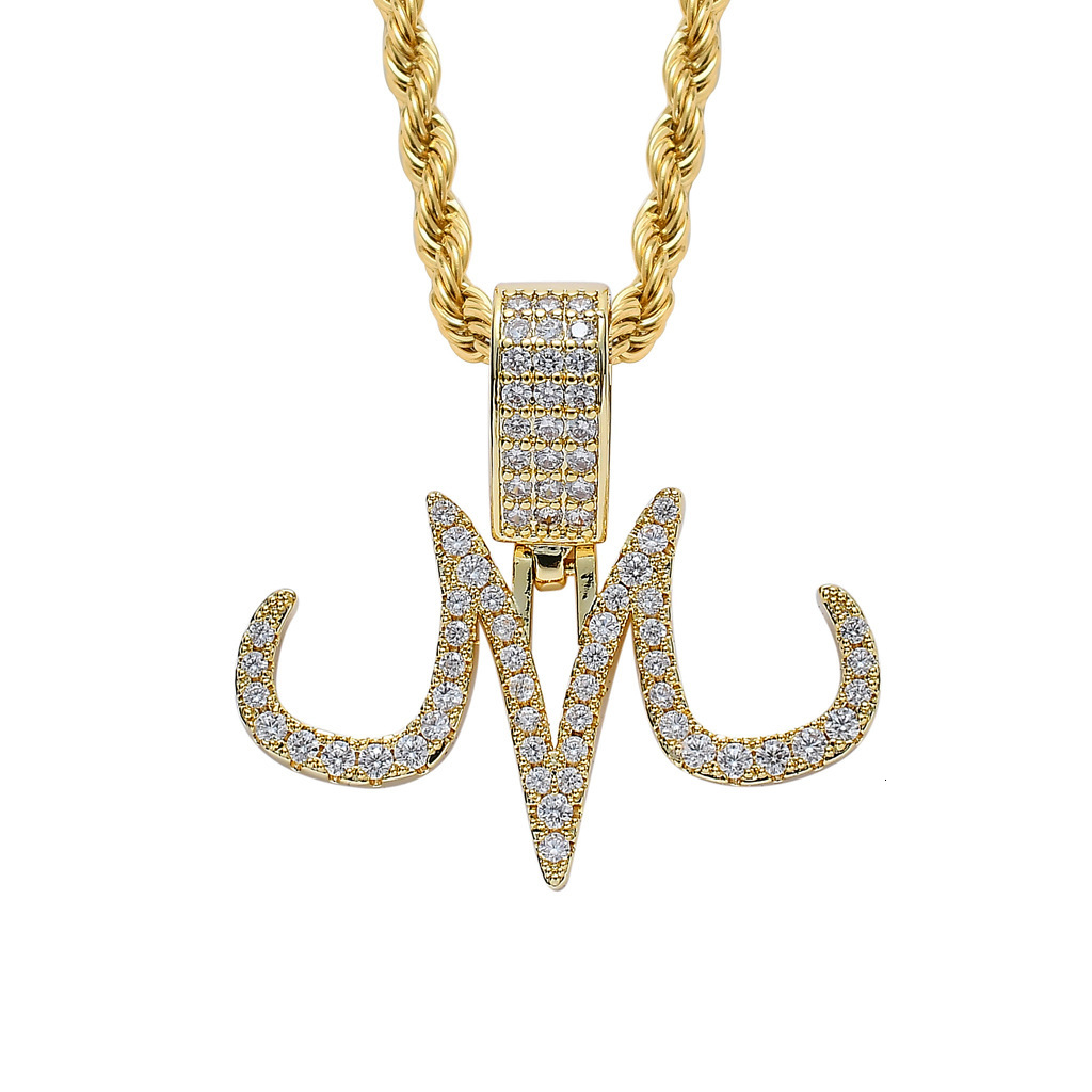 Luxury Moissanite Jewelry M Logo Personalized Hip Hop Pendant Full Diamond Necklace Pass the diamond tester