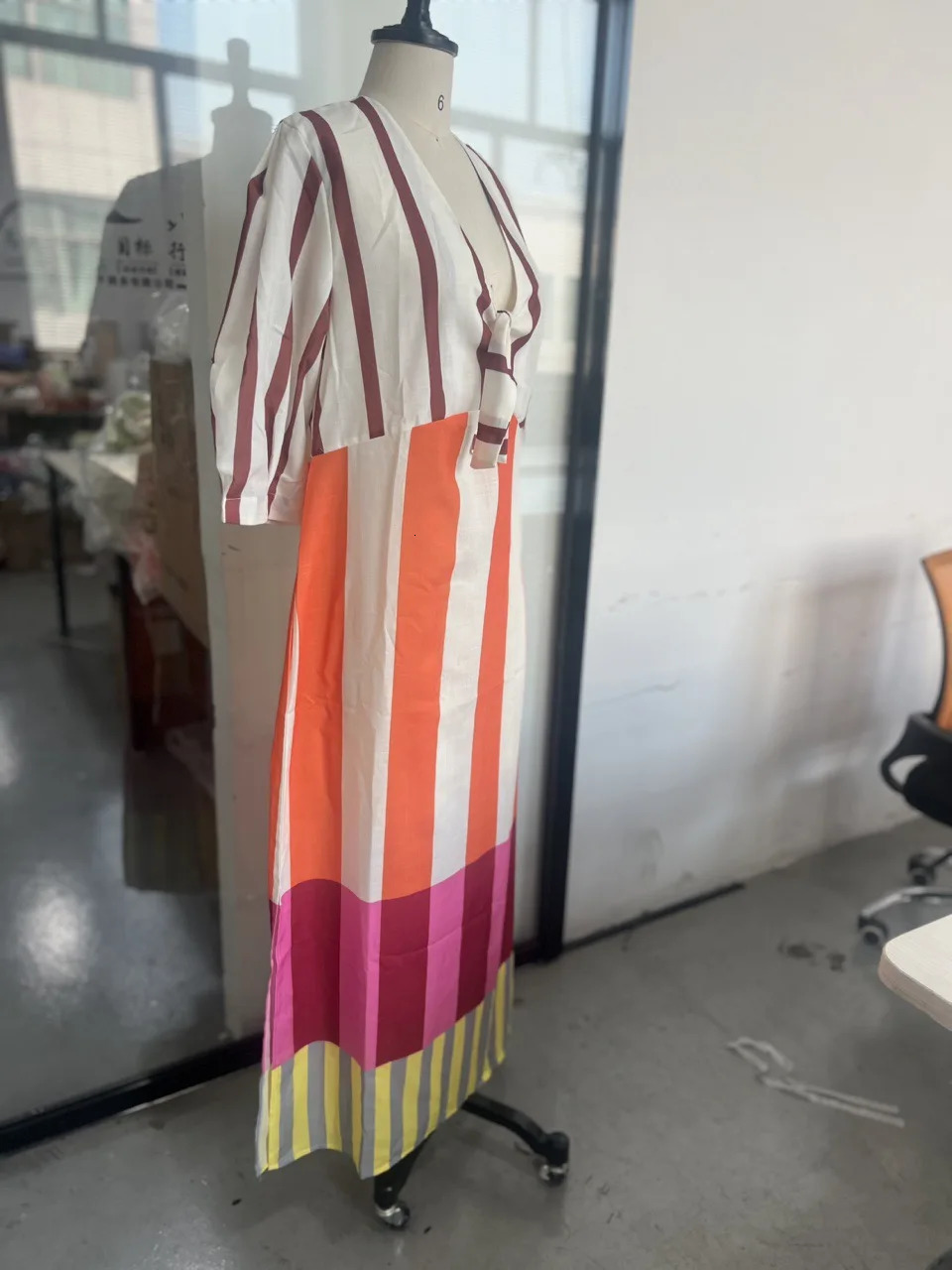 VEITCHE Summer Women Linen Material Long Dresses Fashion Chic Print Sexy Vneck Hollow Out High Waist Party Dress Lady robes 250616