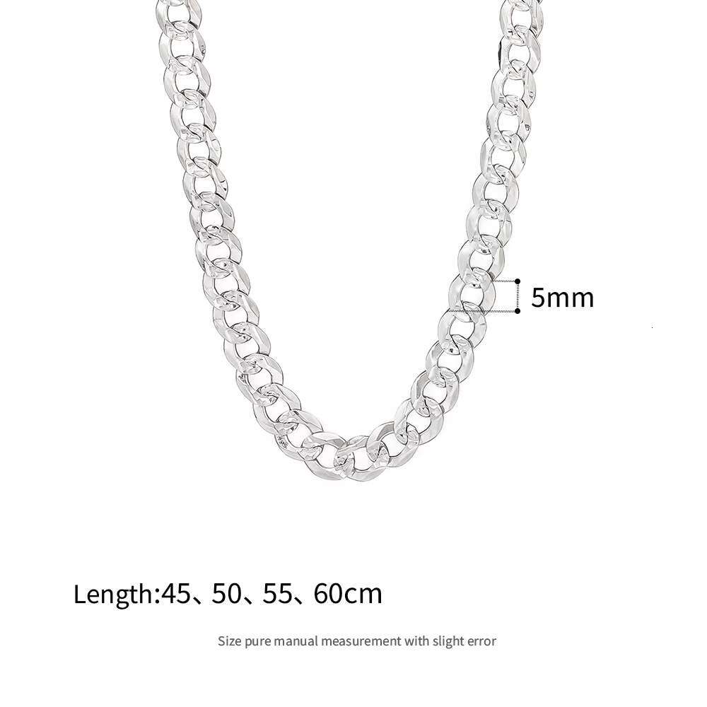 Hot Selling Punk 925 Sterling Silver American 5MM Cuban Chain High-End Sweater Necklace for Men Women Hip Hop Style Bulk