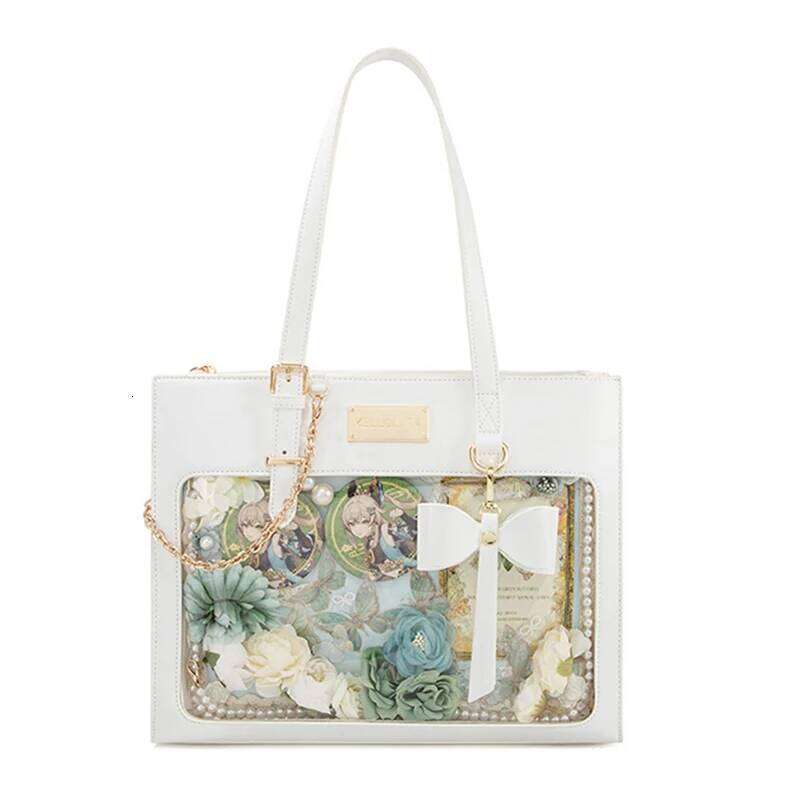 Lovely Japanese Lolita Girls Cute Tote HandBags Female Bowknot Chain Two Dimensional Shoulder Bags Transparent Window Itabags