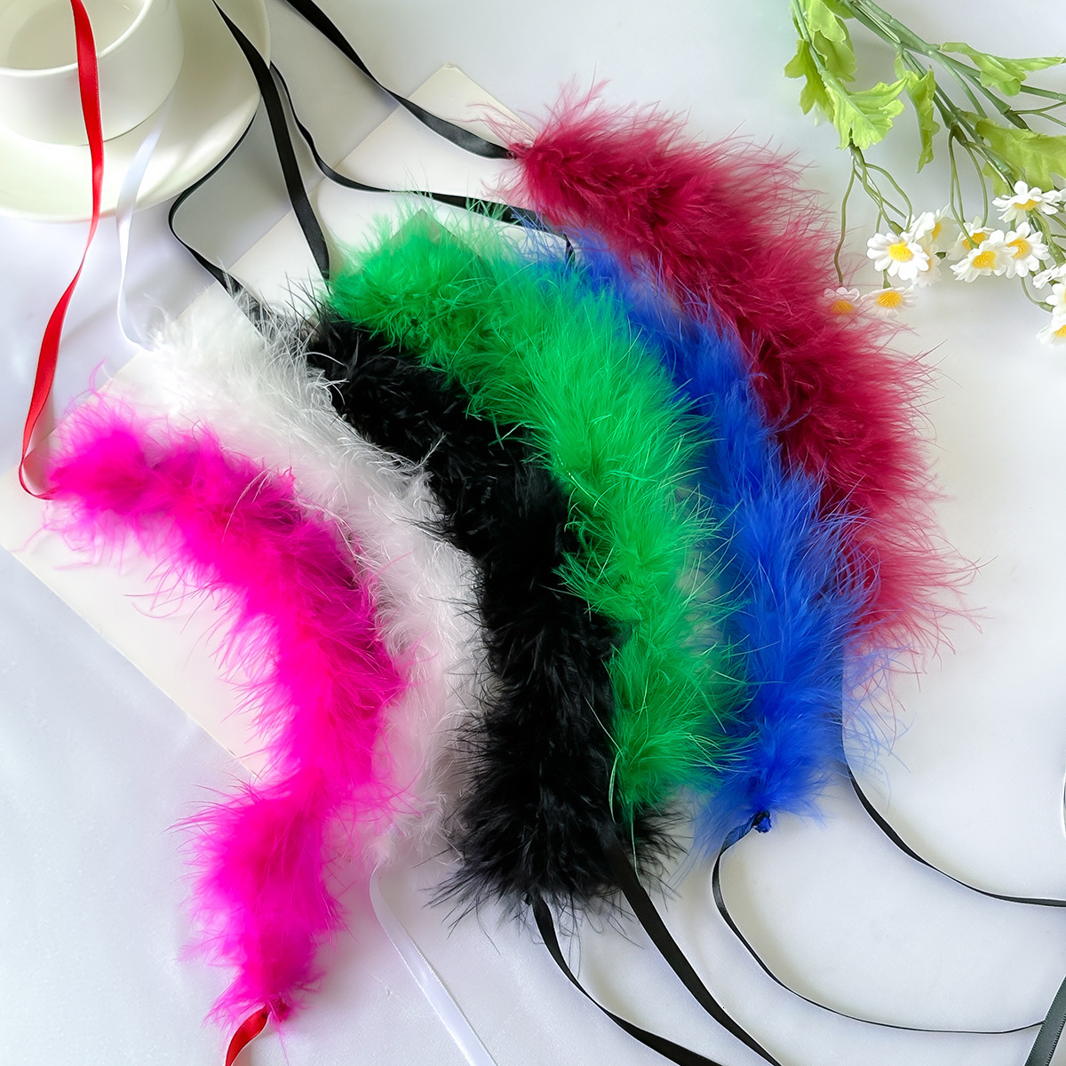 Gothic Style Party Short Choker Sweet Cool Feather Collar Ribbon Niche Performance Necklace