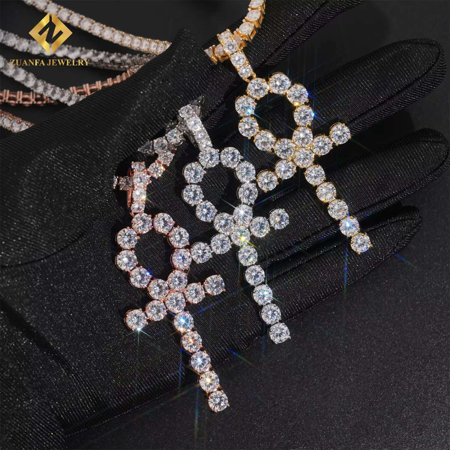 Hot Sale Hip Hop Jewelry Zircon Small Cross Pendant Men Women Iced Out Rose Gold Plated Rhodium Plated Gold Plated Pendant