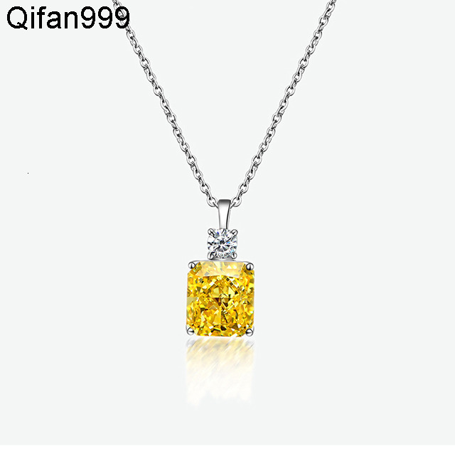 Ladies 925 Sterling Silver Necklace Jewelry Yellow Diamond Moissanite Necklace