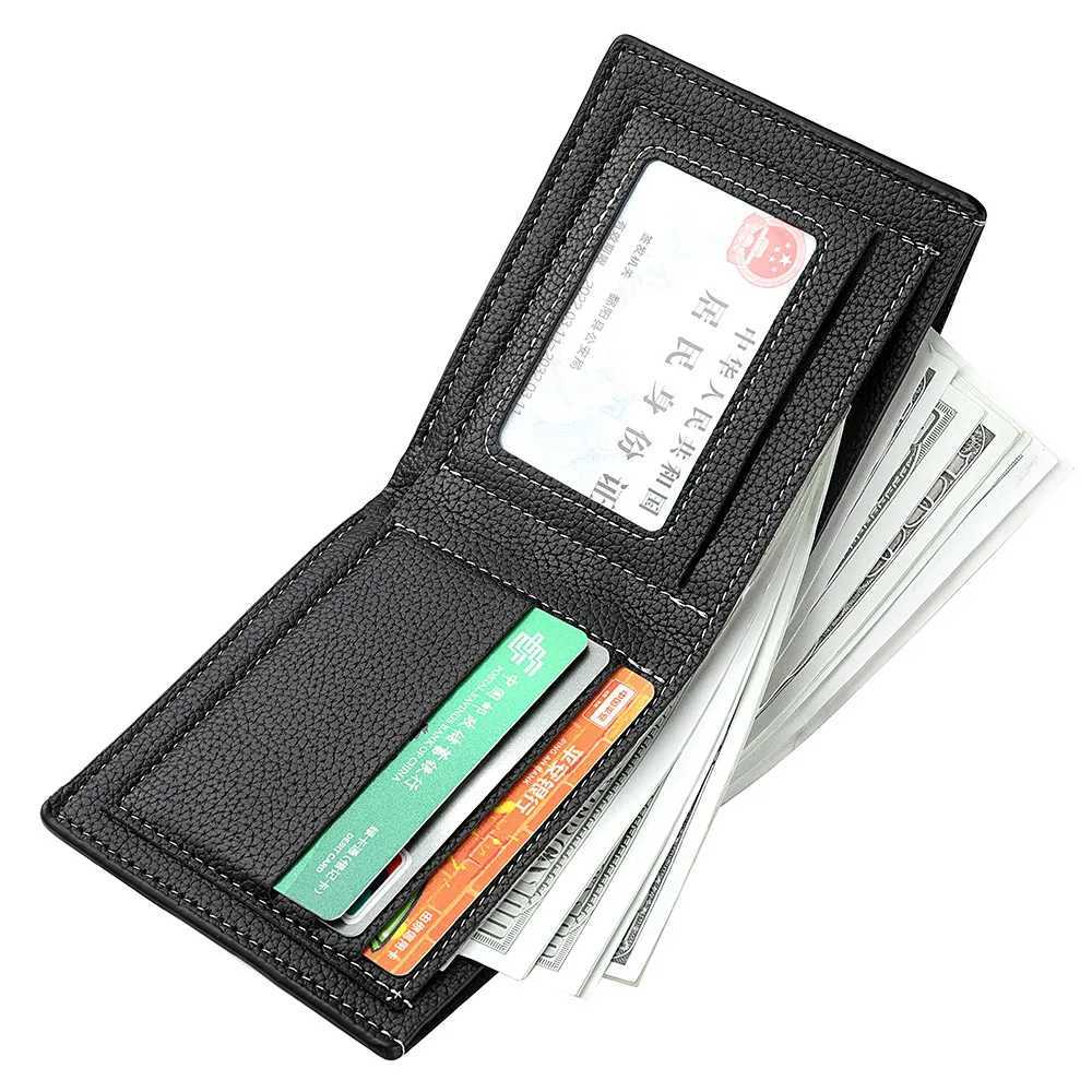Mens Wallet Mens Youth Luxury Short Leather Card Holder Slim Minimalist Double Fold Mens Wallet XJ250624