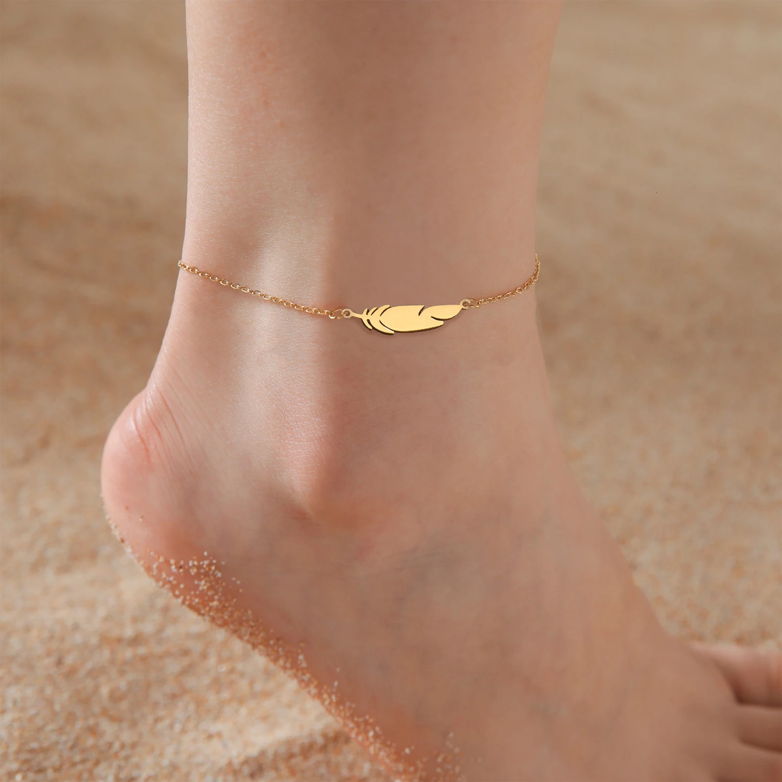Walking Cat Ankle Bracelet Women Stainless Steel Simple Anklet Korean Fashion Summer Beach Foot Accessories Wholesale 250606