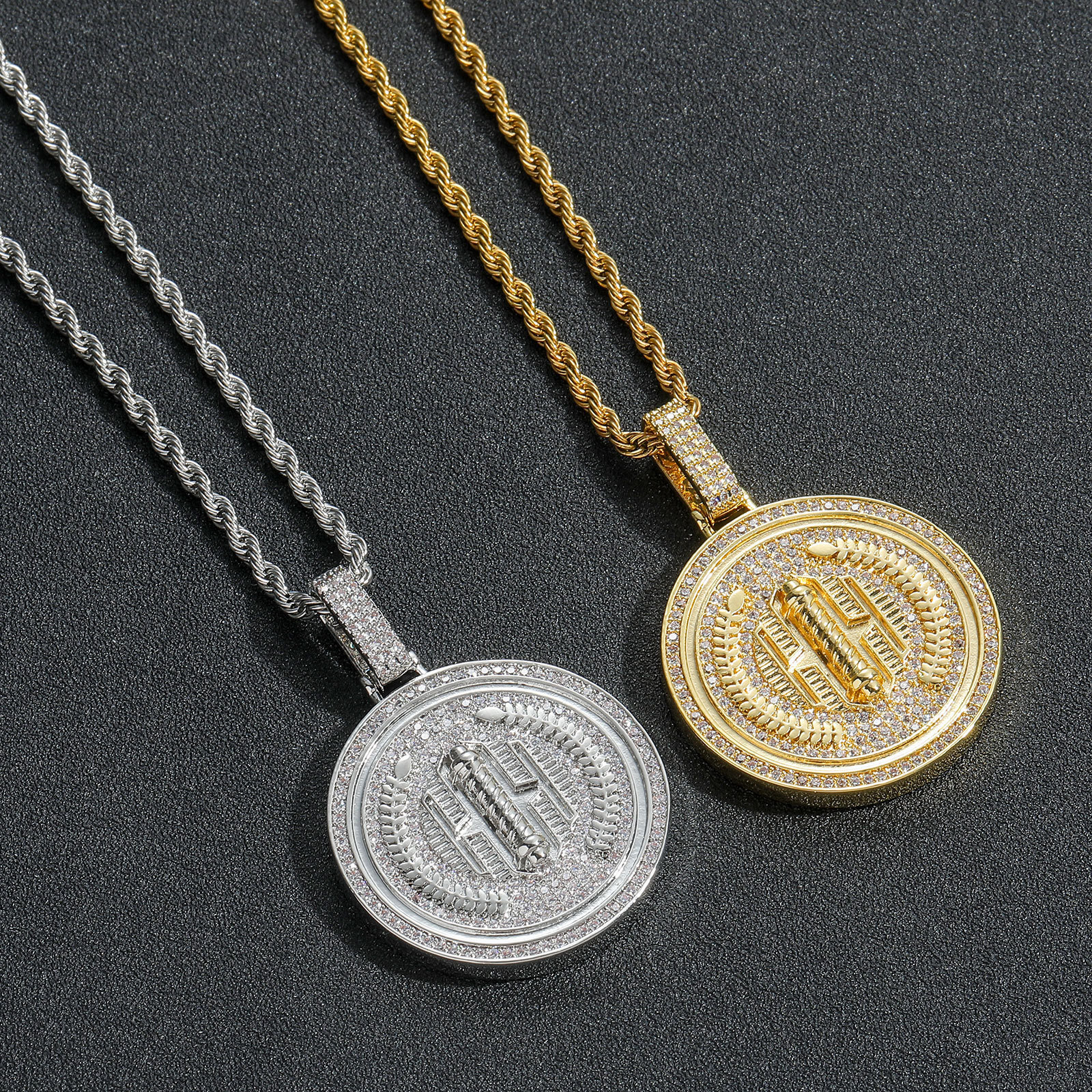 Luxury Moissanite Jewelry Hip Hop Round Wheat Ear Medal Pendant Creative Trendy Iced Out Hip Hop Chain Pass the diamond tester