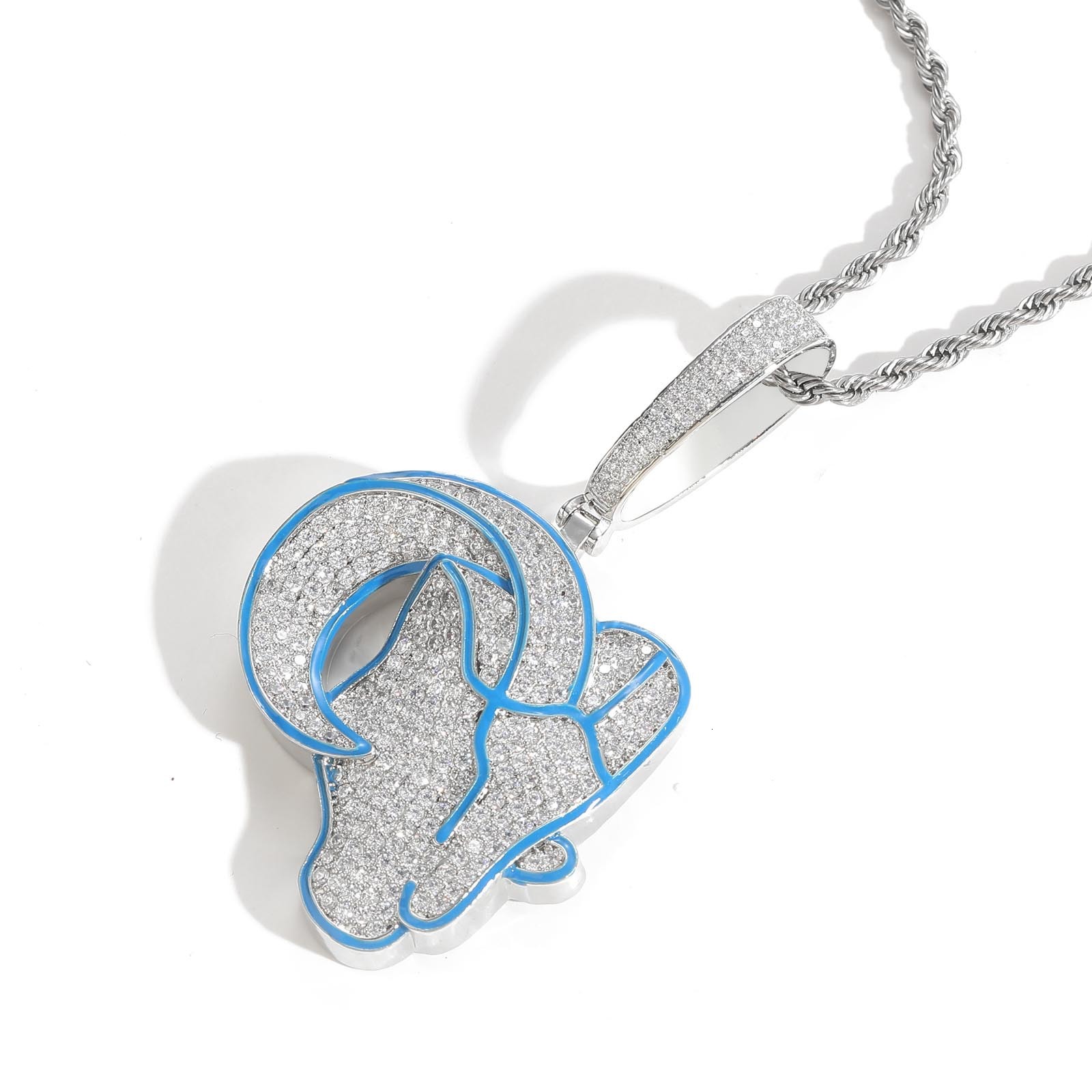 New Style Hip Hop Goat Pendant Ice Out Bling Trendy Men's Animal Necklace Labubu Accessory Pass the diamond tester