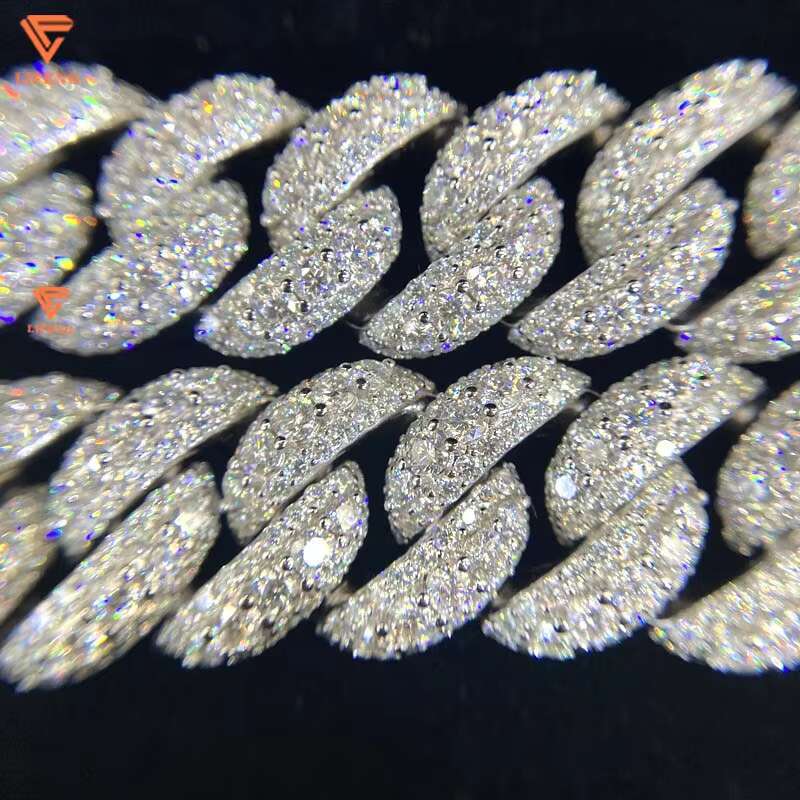 Custom Moissanite Chain 20mm Name Cuban Link Chain Iced Out Miami HIphop Moissanite Necklace 925 Silver Cuban Chain