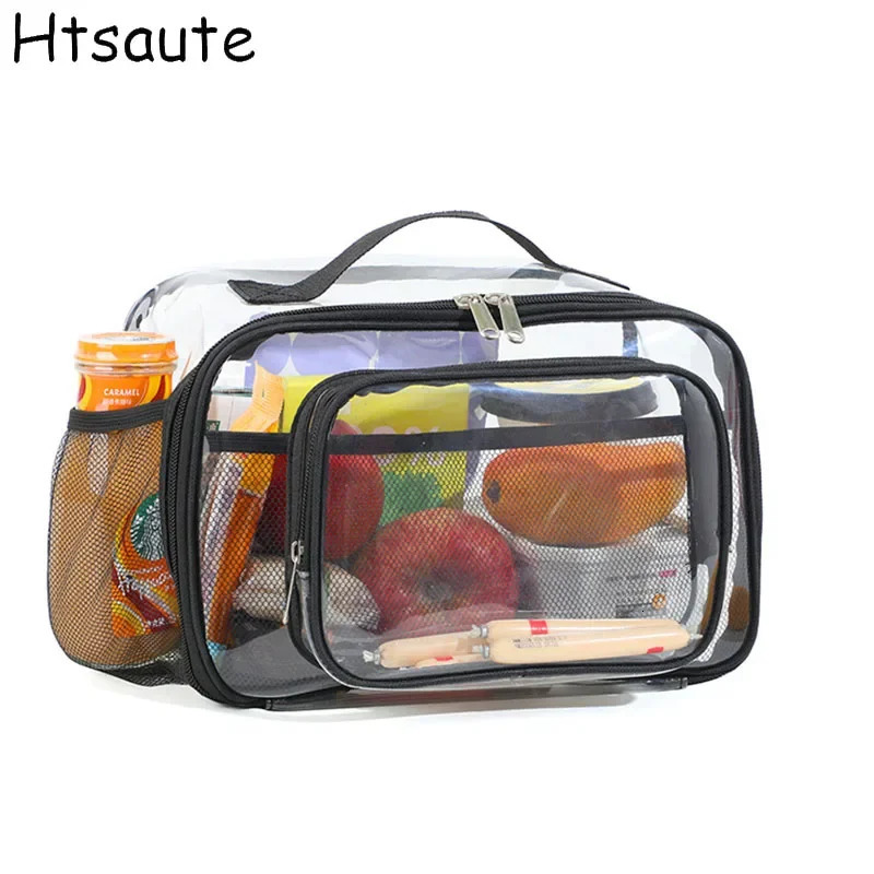 PVC Womens Bags Lunch Bag Portable Picnic Waterproof Travel Wash Pack Transparent Shoulder Crossbody Handbag for Women 250624