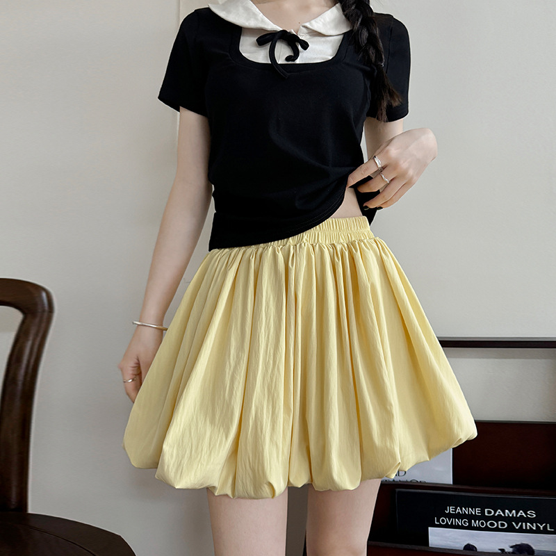 LYWD170 Flower bud skirt pants women summer 2025 new high waist drape a-line short skirt for petite